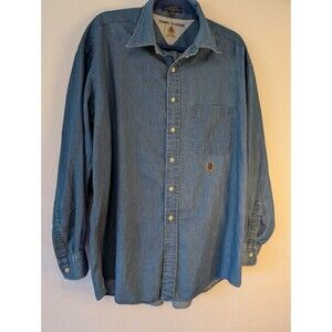 Tommy Hilfiger Golf  Blue Long Sleeve Denim Button Shirt Size Large